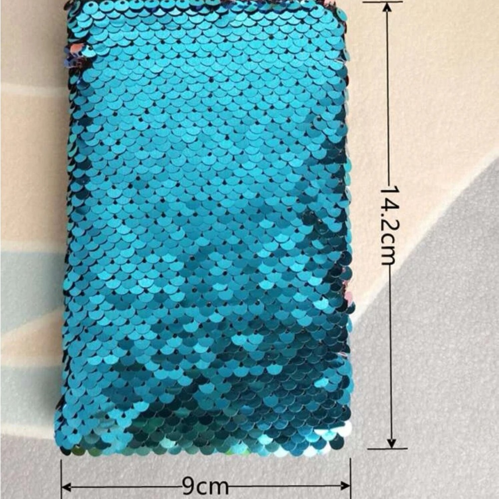 Turquoise Mermaid Reversible Flip Sequin Mini Notebook Journal - Picture 7 of 16